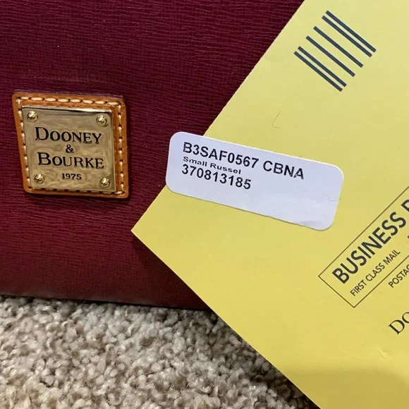 Dooney and Bourke Small Russel Tote in Cranberry Saffiano Leather - Picture 13 of 14